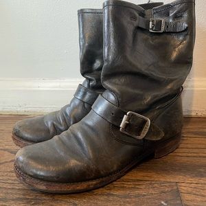 Well loved Frey engineer black leather boots